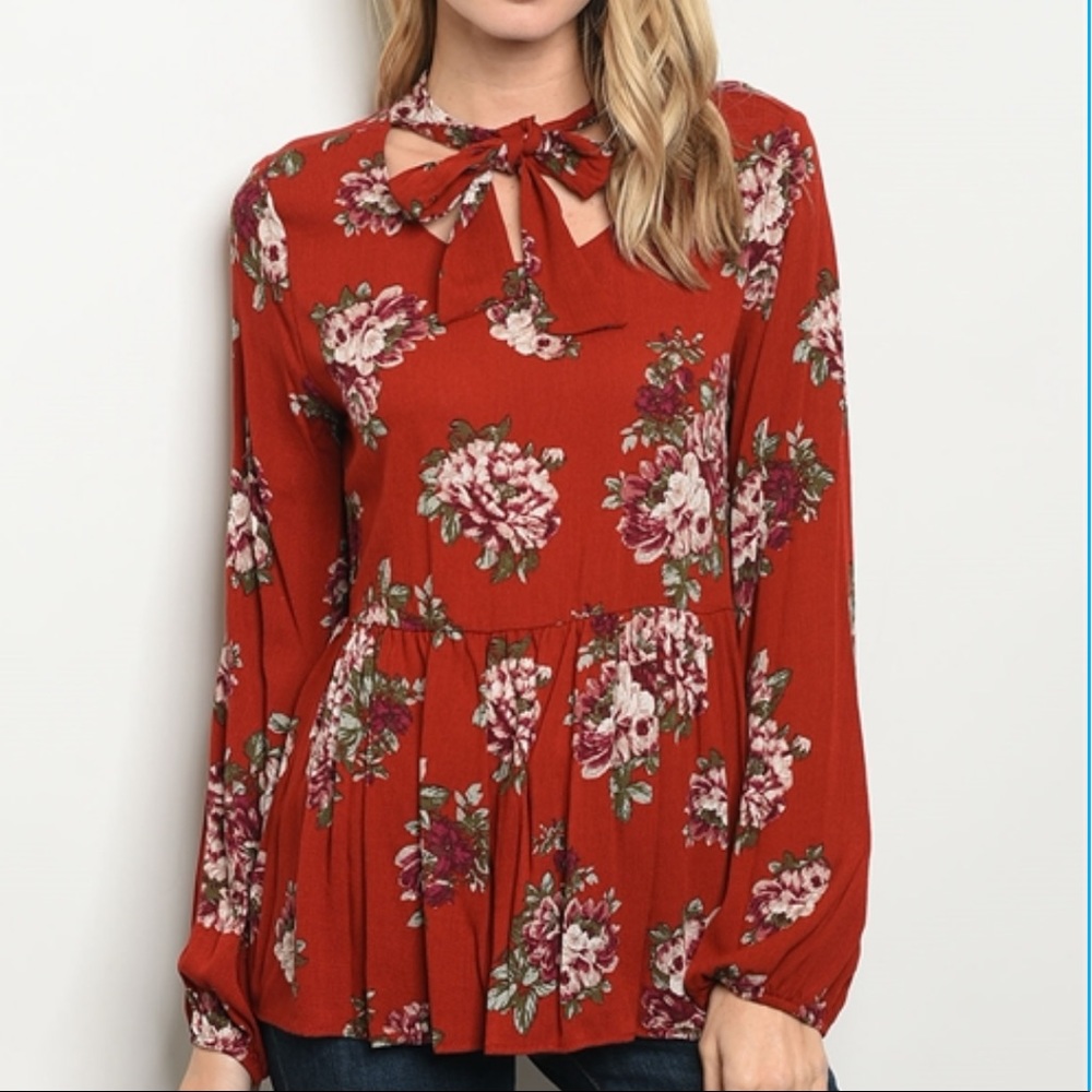 Rust Floral Choker Top!